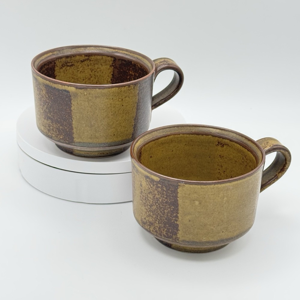 Iron‎ Mountain Roan Mountain Stoneware Coffee Mugs Set 2 Stackable USA